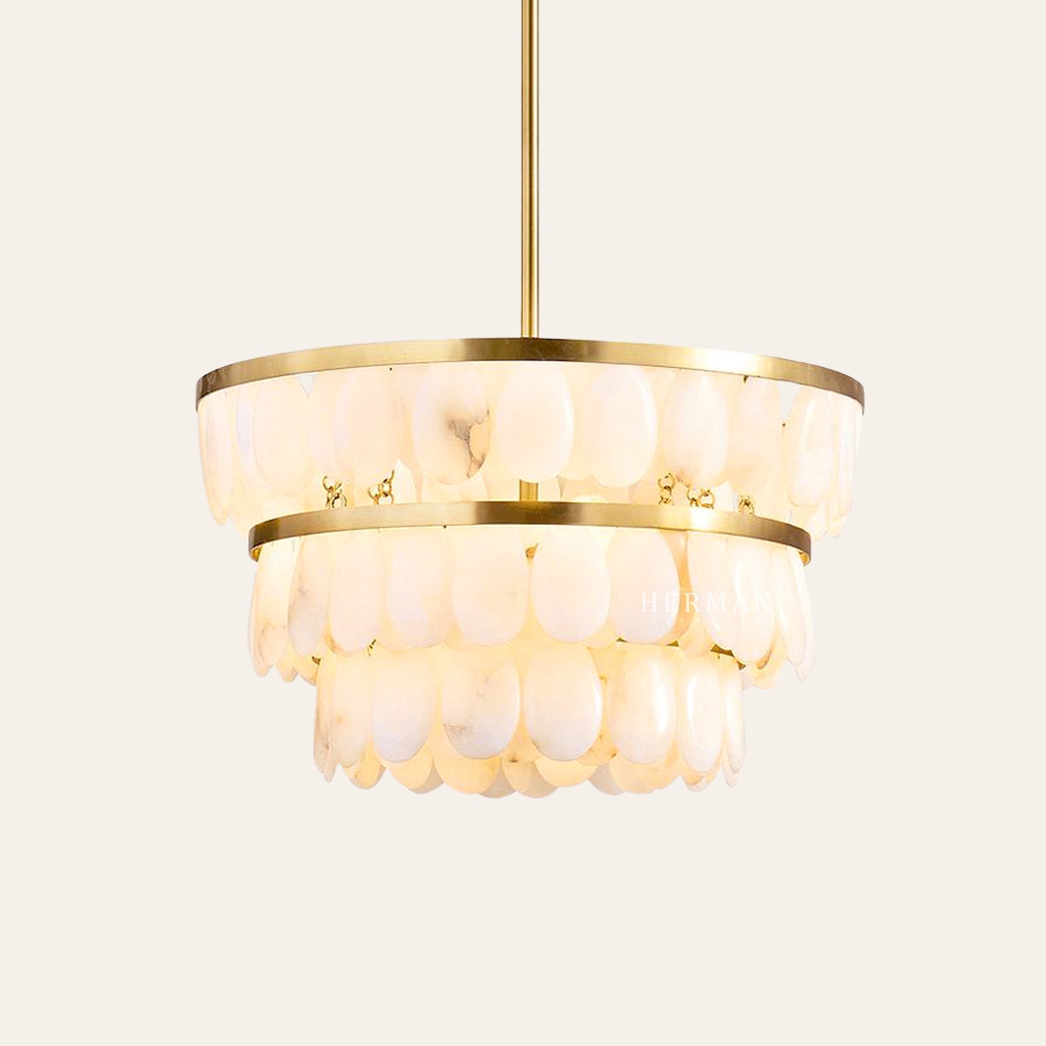 Solene Alabaster Tiered Round Chandelier 22"