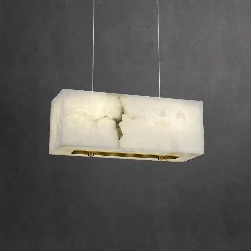 Alabaster Cuboid Dining Room Chandelier 17" L