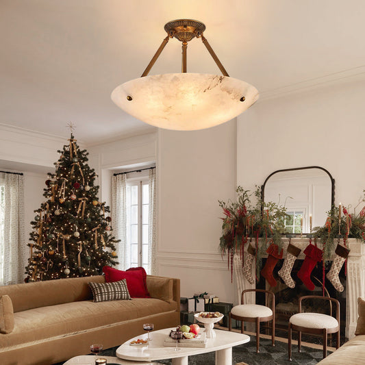 Vintage Round Alabaster Ceiling Lamp