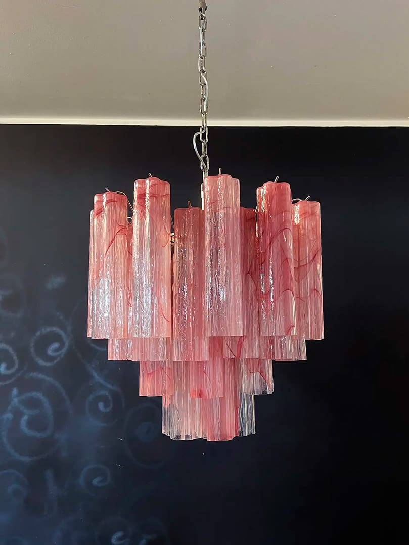 Murano Chandelier – 36 tubes – Alabaster Pink