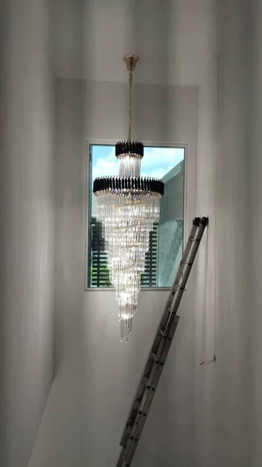 Morylighting Grand Spiral Crystal Foyer Chandelier - Background Shot
