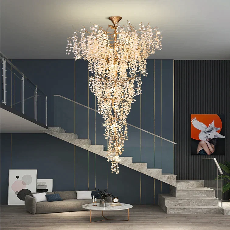 Morylighting Gilded Bloom Branch Chandelier - elegant American entryway with arched doorway