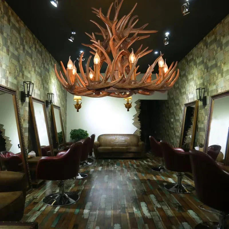 Affordable Vintage Rustic Resin Antler Candelabra Chandelier for Living Room / Restaurant / Cafe / Bar