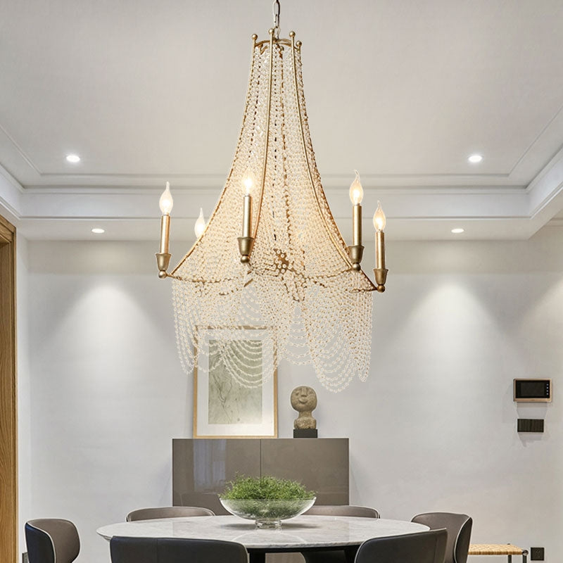 Morylighting Grand Lumina Crystal Beaded Chandelier - American formal living room with 12-foot ceilings