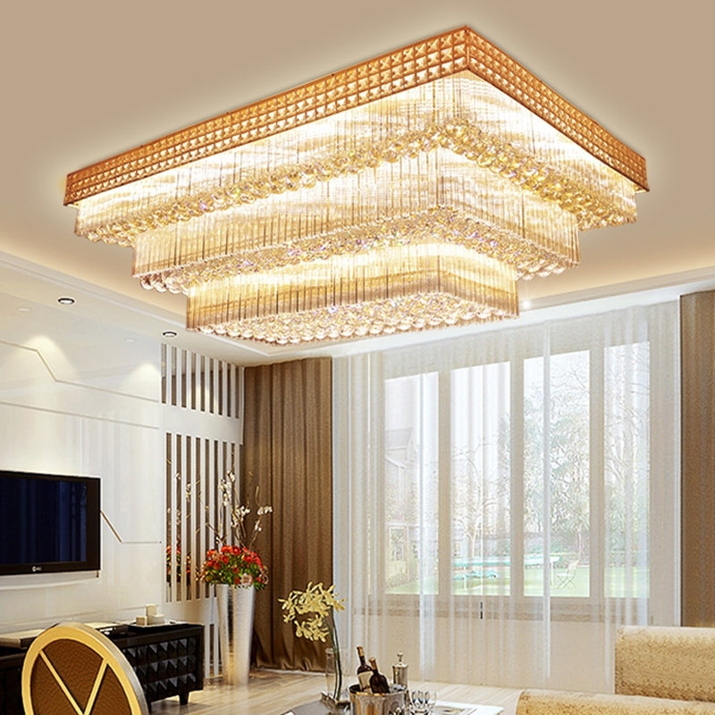 Morylighting Grand Lumina Rectangular Flush Mount Chandelier - elegant American laundry room