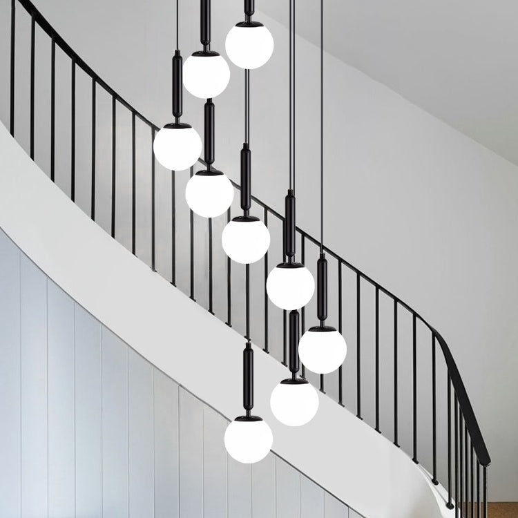 Morylighting Grand Luminous Spiral Iron & Glass Pendant - grand American foyer with two-story ceiling