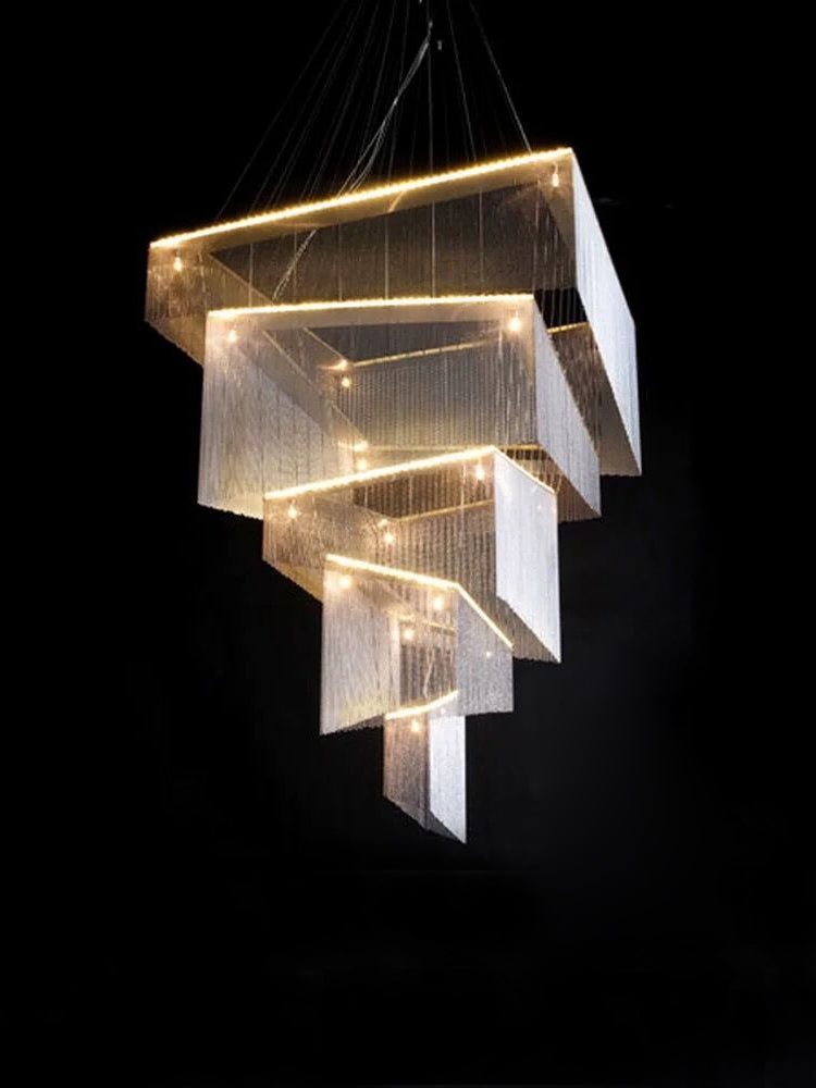 Morylighting Grand Cascade Rectangular Tassel Chandelier - Background Shot