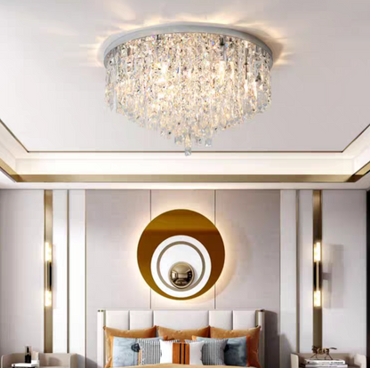 chandelier,chandeliers,crystal,stainless steel,round table,big table,flush mount,ceiling,bedroom,luxury,light luxury,round,pendant