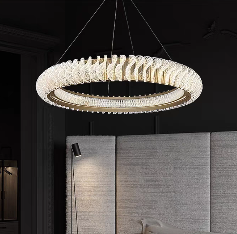 Morylighting Grand Luminous Ring Chandelier - grand American foyer with two-story ceiling