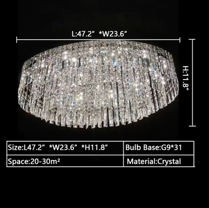 Morylighting Grand Tiered Crystal Flush Mount Chandelier - Background Shot