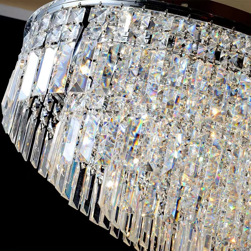 Morylighting Grand Tiered Crystal Flush Mount Chandelier - Background Shot