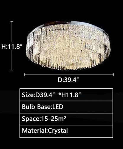 Morylighting Grand Tiered Crystal Flush Mount Chandelier - Background Shot