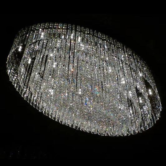 Morylighting Grand Tiered Crystal Flush Mount Chandelier - American master bedroom with standard ceiling