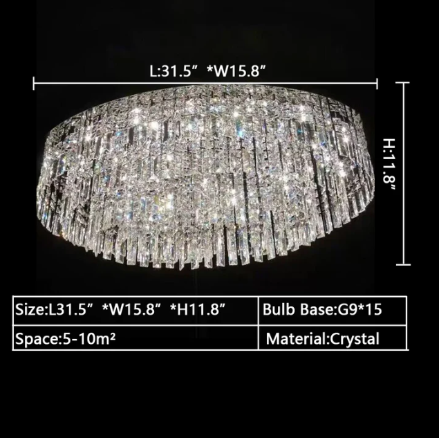 Morylighting Grand Tiered Crystal Flush Mount Chandelier - Background Shot
