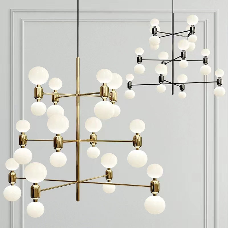 Morylighting Aura Cascade Multi-Bulb Chandelier - American master bedroom with coffered ceiling