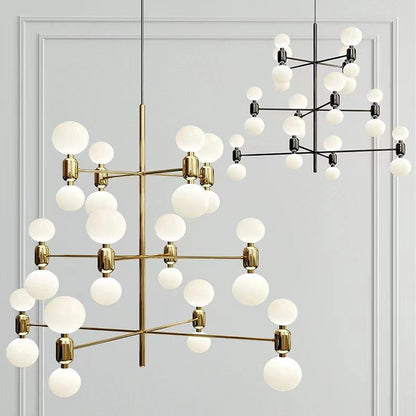 Morylighting Aura Cascade Multi-Bulb Chandelier - luxurious American living room with tray ceiling