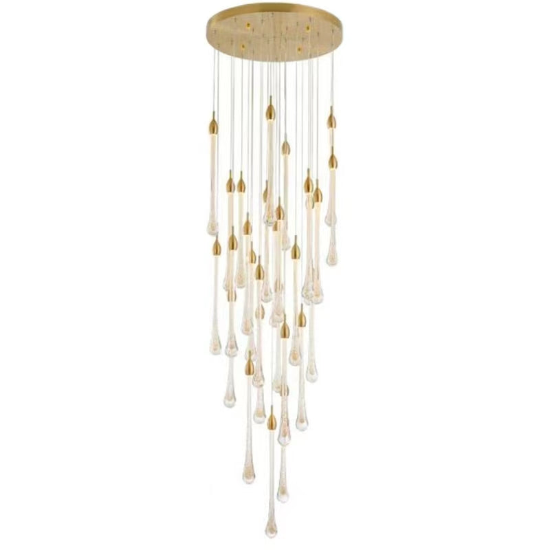 Morylighting Opulent Raindrop Brass Glass Pendant Chandelier - Background Shot