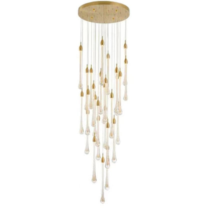 Morylighting Opulent Raindrop Brass Glass Pendant Chandelier - Background Shot
