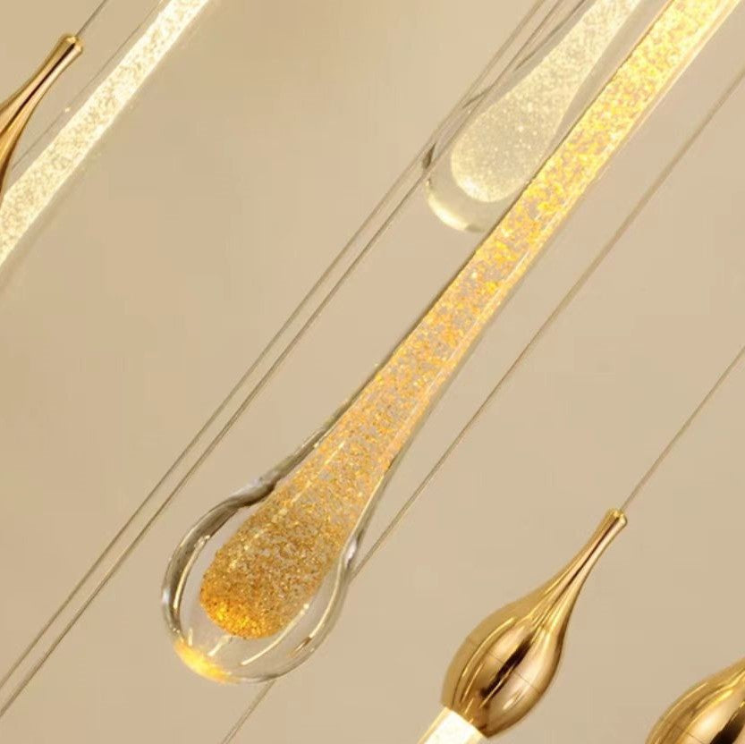 Morylighting Opulent Raindrop Brass Glass Pendant Chandelier - Background Shot