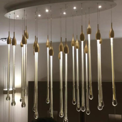 Morylighting Opulent Raindrop Brass Glass Pendant Chandelier - Background Shot