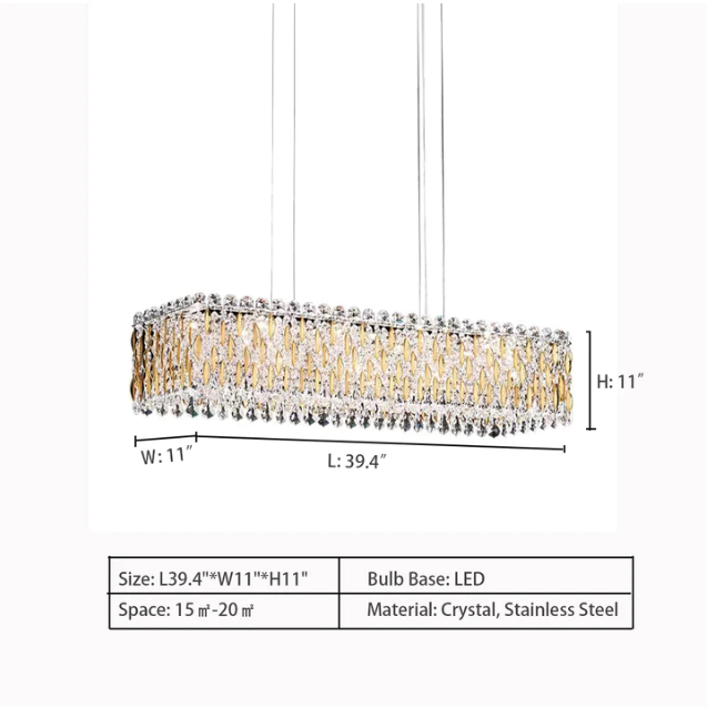 Morylighting Grand Lumina Rectangle Crystal Chandelier - Background Shot