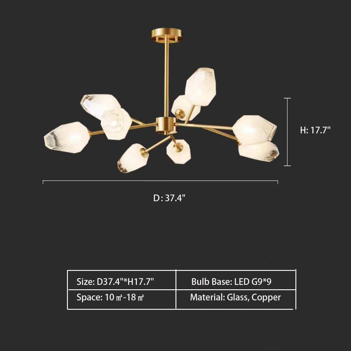 Morylighting Facet Bloom Sputnik Glass Chandelier - Background Shot