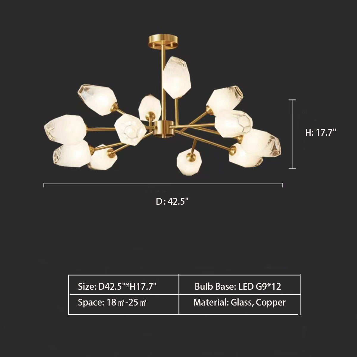 Morylighting Facet Bloom Sputnik Glass Chandelier - Background Shot