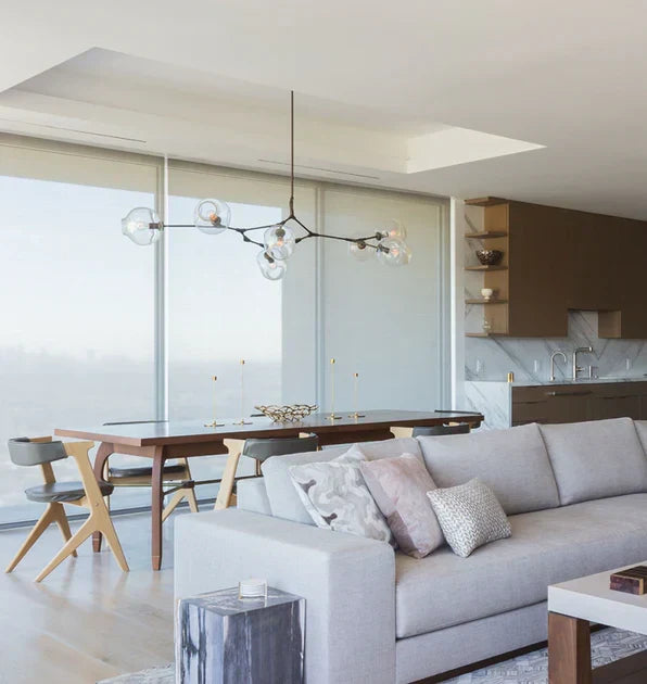 Modern Sputnik Smoky Gray/Amber Glass Branch Chandelier for Kitchen Island/Dining Room