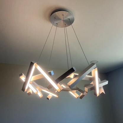 Modern Round/Linear Geometric Aluminum LED Chandelier for Dining Room/Bedroom