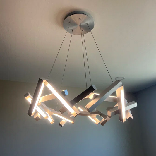 Modern Round/Linear Geometric Aluminum LED Chandelier for Dining Room/Bedroom