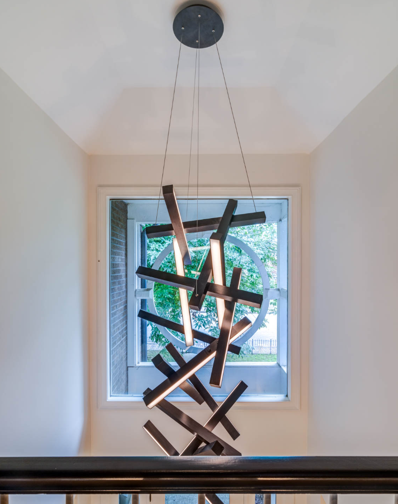 Modern Vertical Geometric Aluminum Chandelier for Staircase/Foyer/High-ceiling