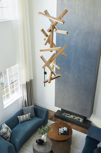 Modern Vertical Geometric Aluminum Chandelier for Staircase/Foyer/High-ceiling