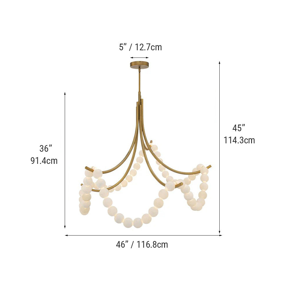 Cluster String Alabaster Beads Semi Flush Chandelier