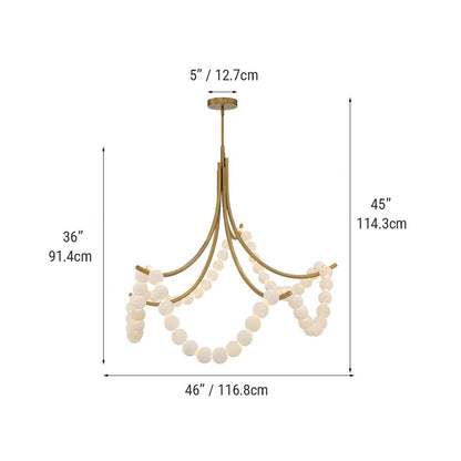 Cluster String Alabaster Beads Semi Flush Chandelier