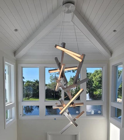 Modern Vertical Geometric Aluminum Chandelier for Staircase/Foyer/High-ceiling