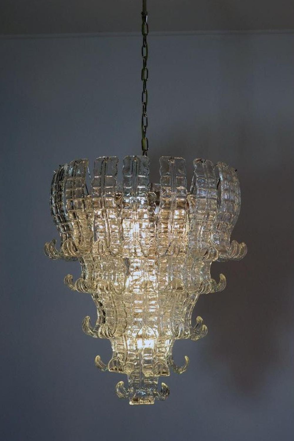 1970s Felci-Style Art Glass Tiered Chandelier - view 3 | morylighting