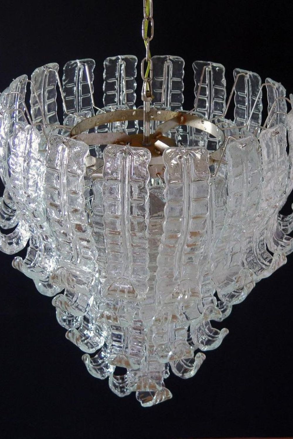 1970s Felci-Style Art Glass Tiered Chandelier - view 7 | morylighting