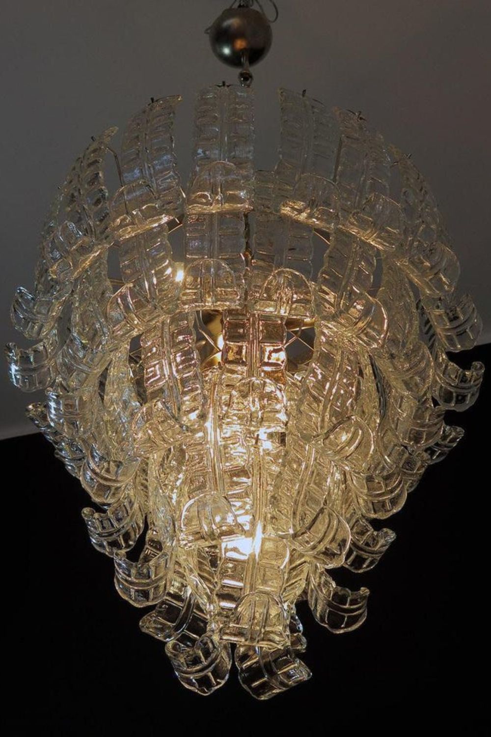 1970s Felci-Style Art Glass Tiered Chandelier - view 8 | morylighting