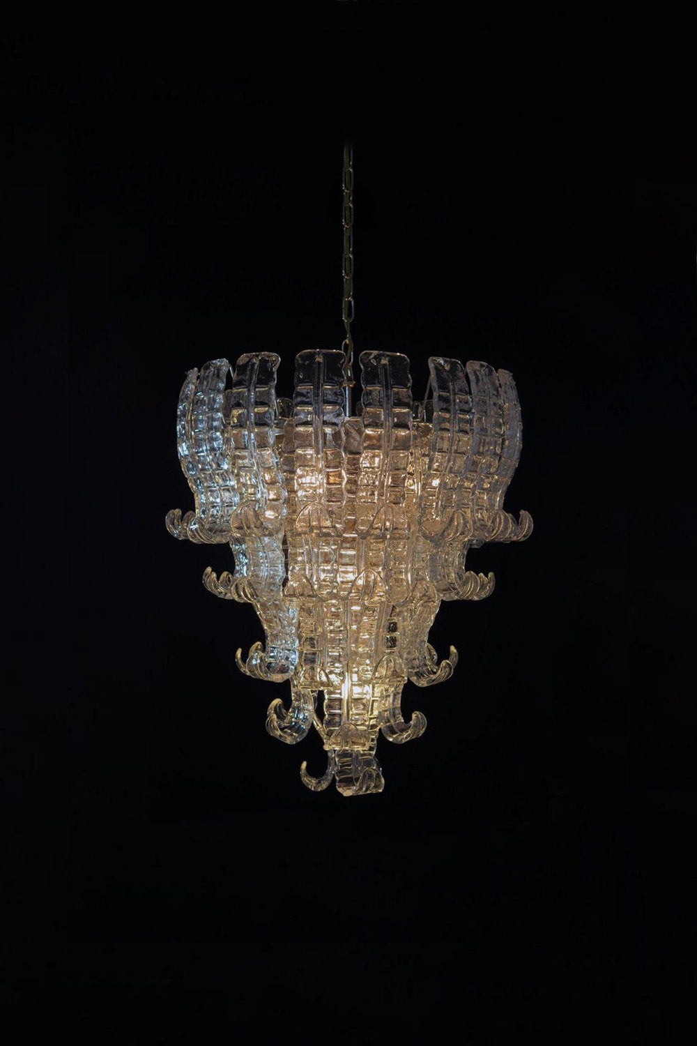 1970s Felci-Style Art Glass Tiered Chandelier - view 2 | morylighting