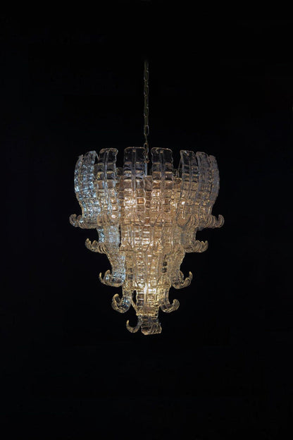 1970s Felci-Style Art Glass Tiered Chandelier - view 2 | morylighting