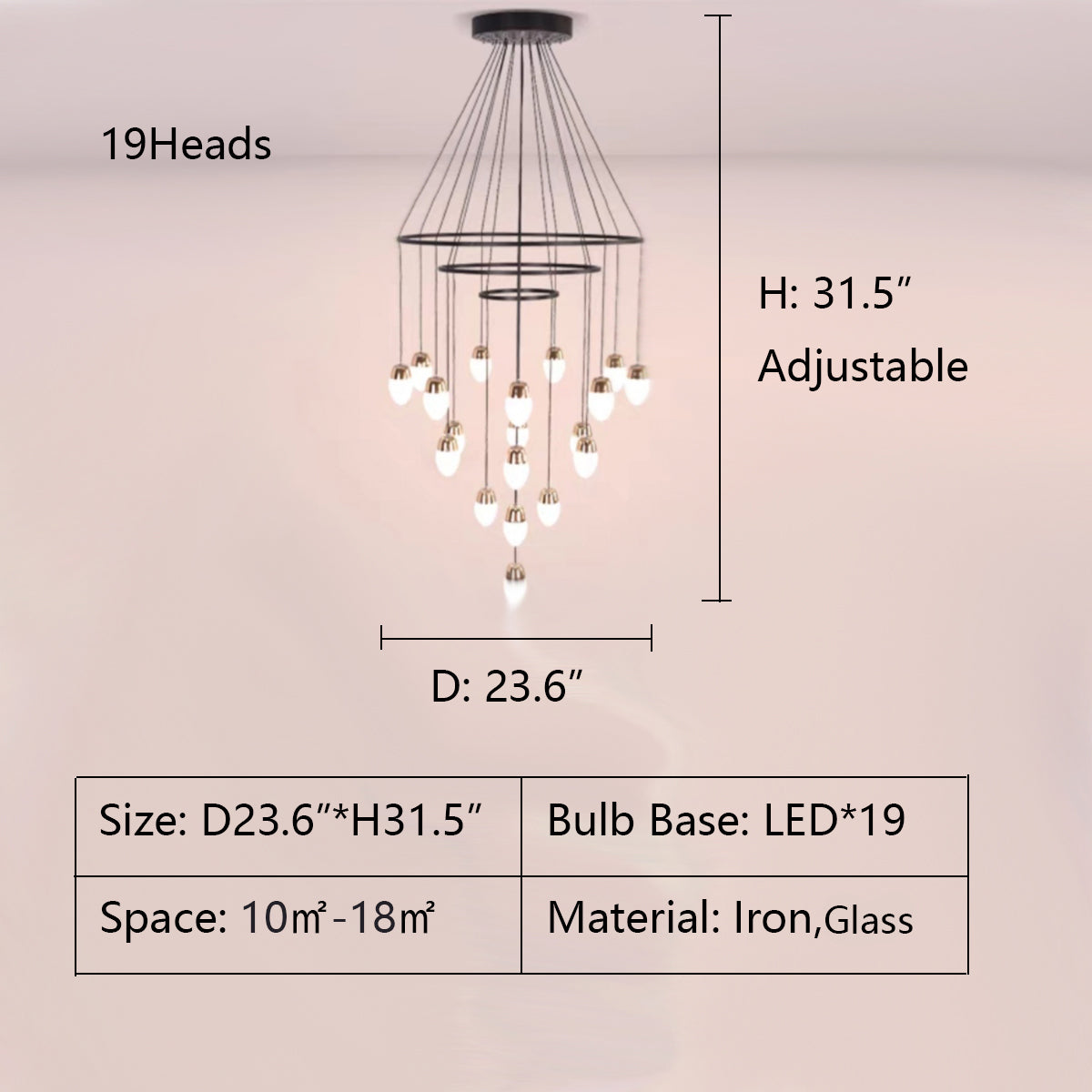 Morylighting Veridian Cascade Multi-Tier Chandelier - Background Shot