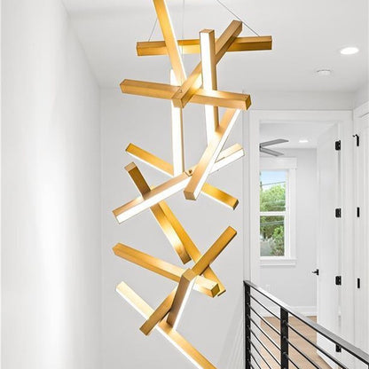 Modern Vertical Geometric Aluminum Chandelier for Staircase/Foyer/High-ceiling