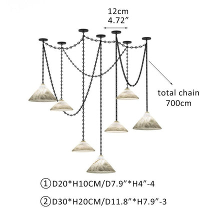 Multi-Head Matte White Alabaster Cone Hanging Kitchen Pendant Light