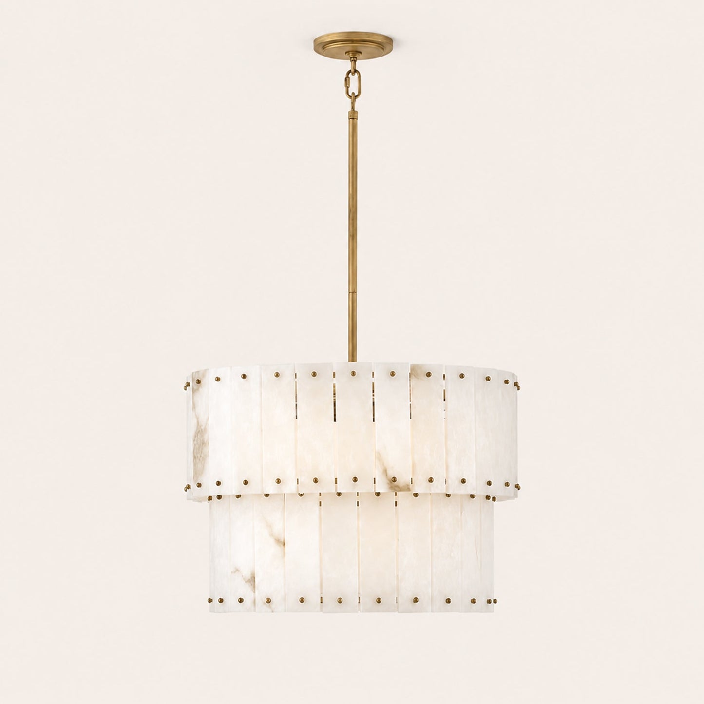 Simona Alabaster Round 2-Tier Chandelier 17.5"D 24"D