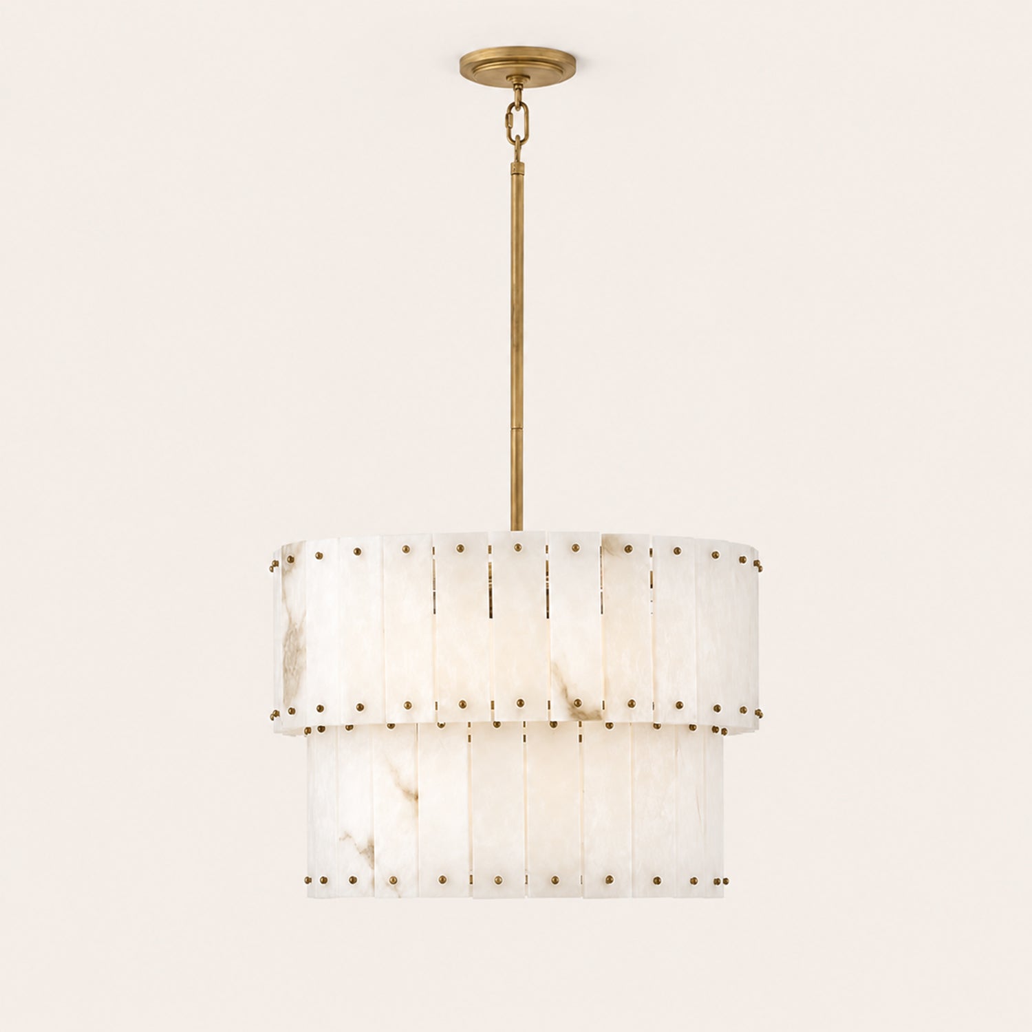 Simona Alabaster Round 2-Tier Chandelier 17.5"D 24"D