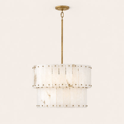 Simona Alabaster Round 2-Tier Chandelier 17.5"D 24"D