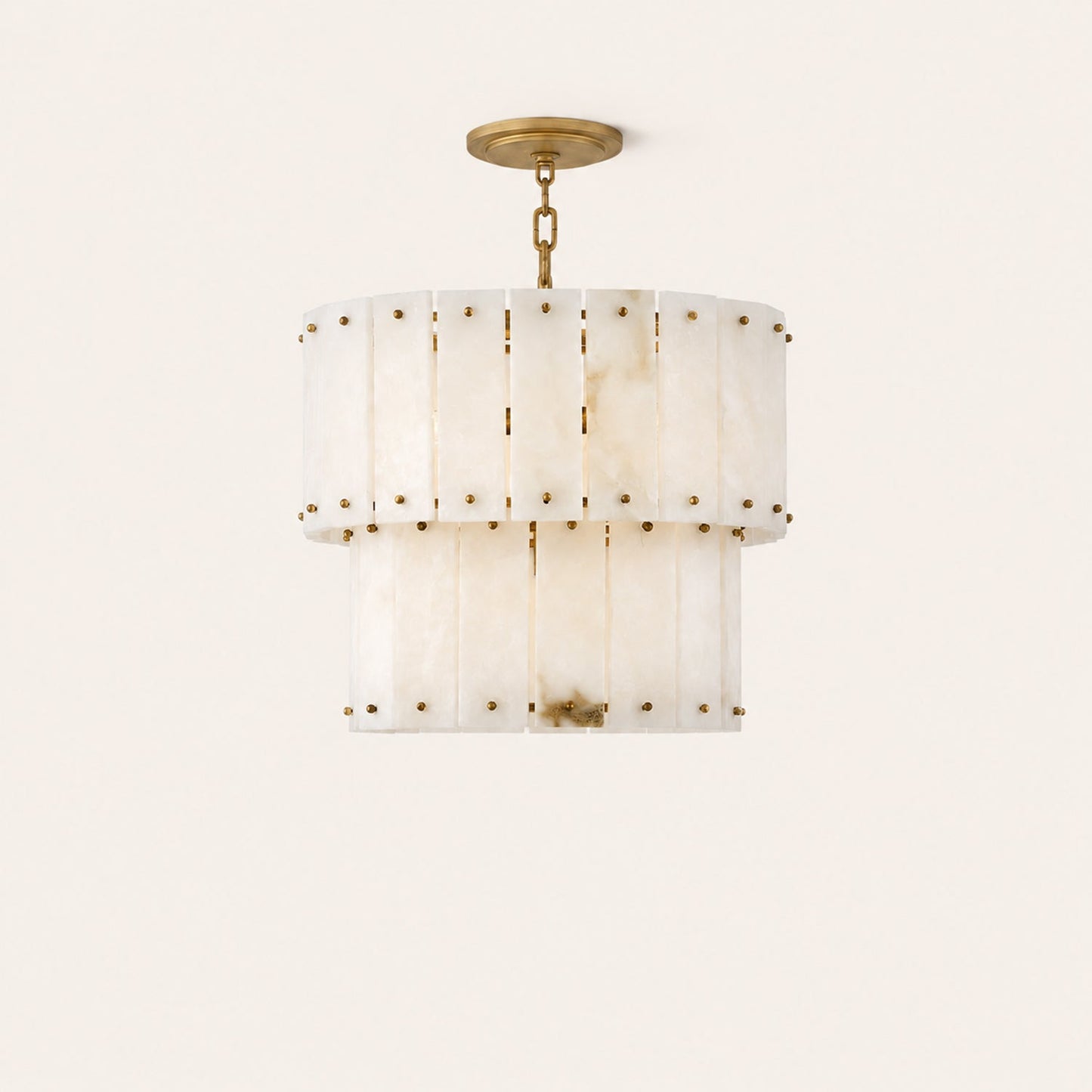 Simona Alabaster Round 2-Tier Chandelier 17.5"D 24"D
