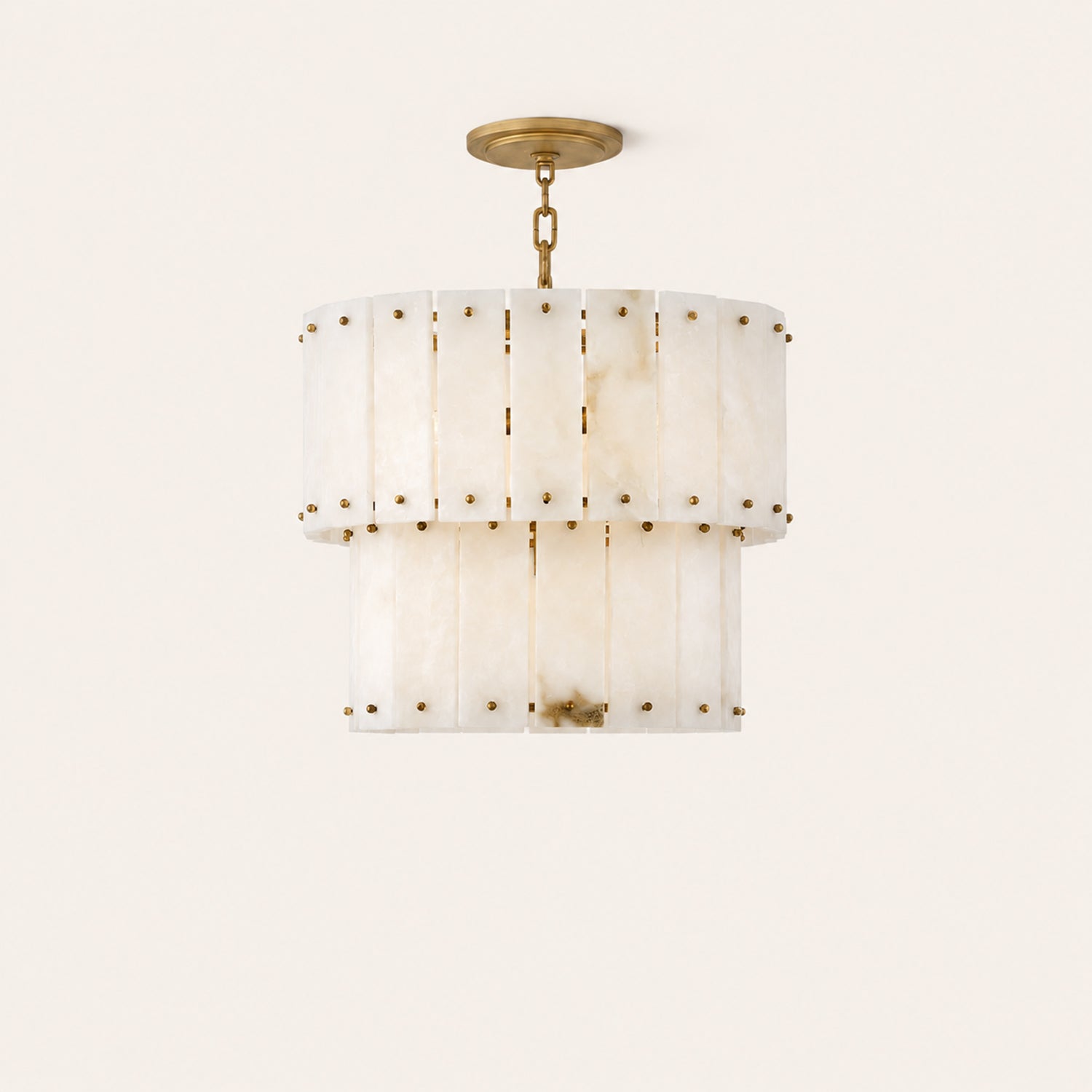 Simona Alabaster Round 2-Tier Chandelier 17.5"D 24"D