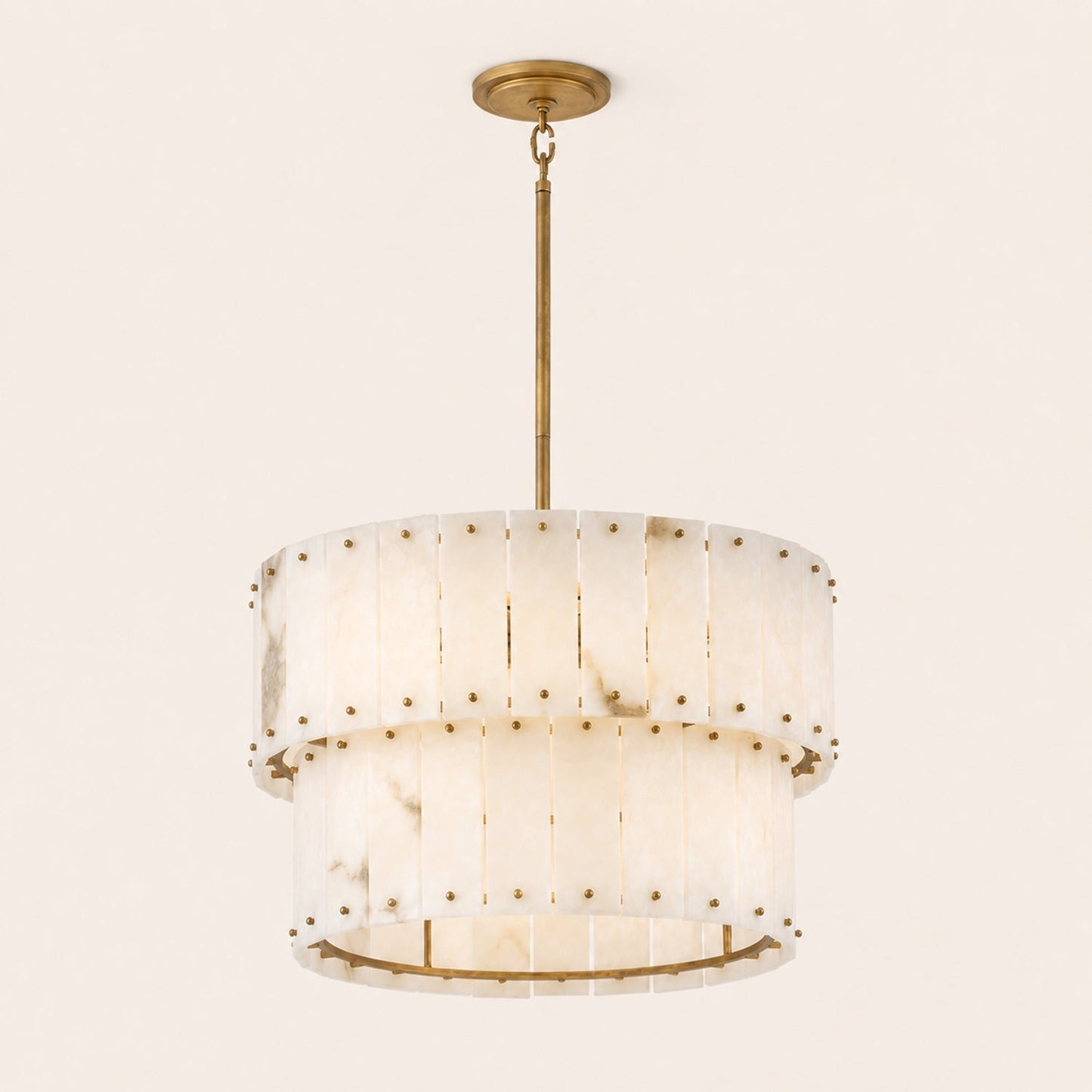 Simona Alabaster Round 2-Tier Chandelier 17.5"D 24"D