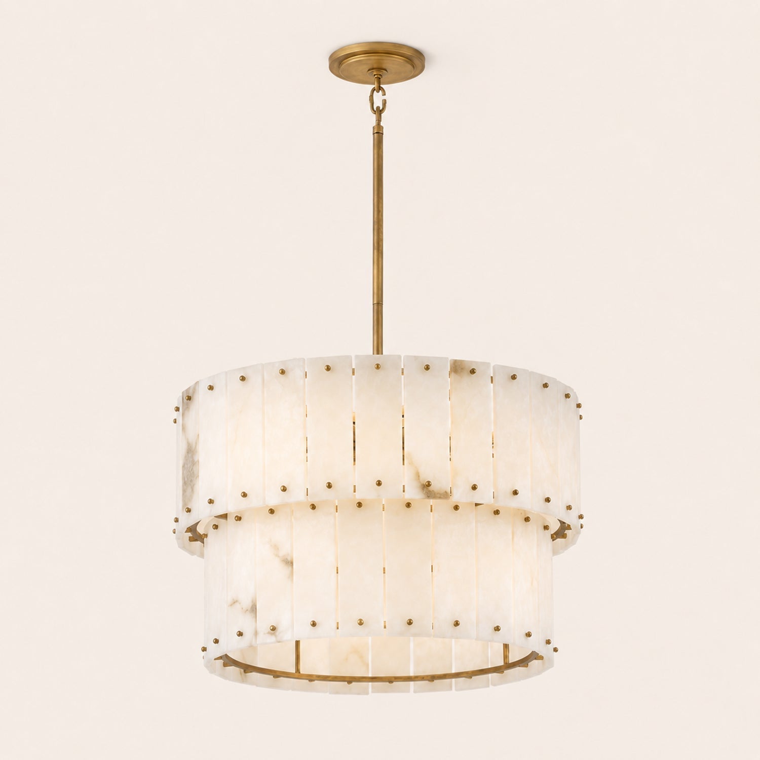 Simona Alabaster Round 2-Tier Chandelier 17.5"D 24"D